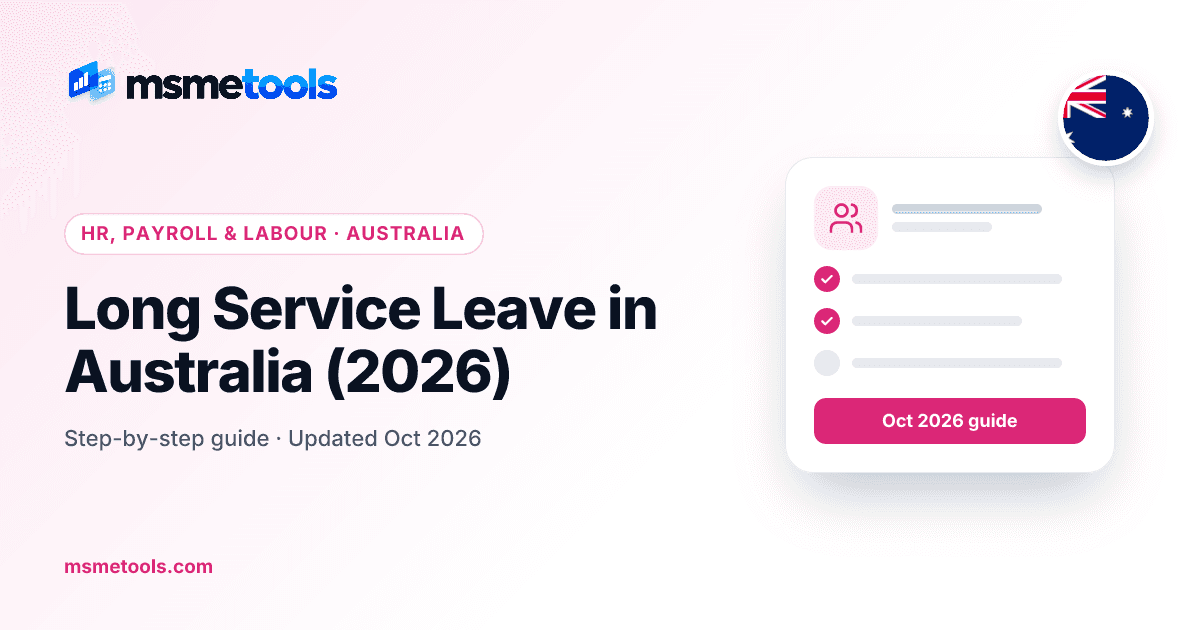 Long service leave in Australia — MSMETOOLS guide cover