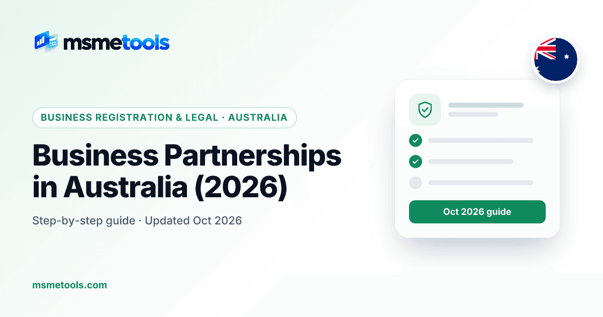 Business partnership in Australia — MSMETOOLS guide cover