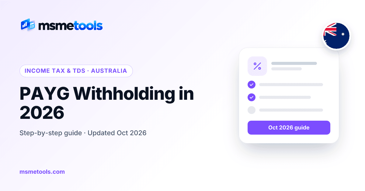 PAYG withholding and fortnightly tax tables — MSMETOOLS guide cover