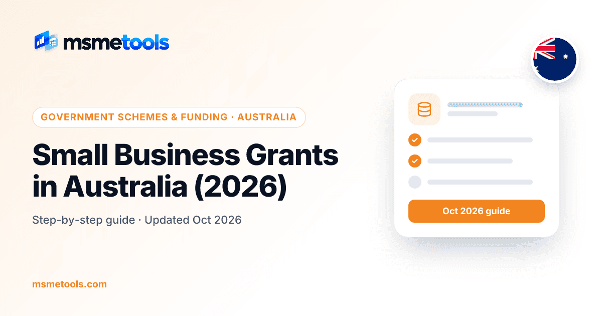 Small business grants in Australia — MSMETOOLS guide cover