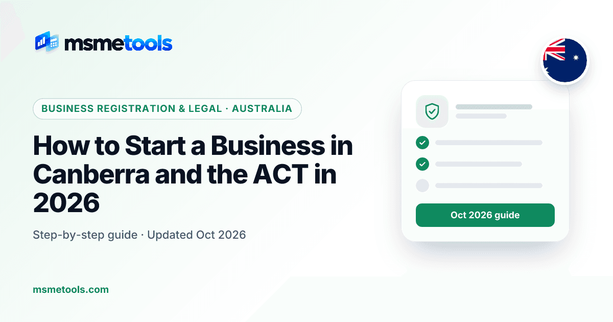 How to start a business in Canberra and the ACT — MSMETOOLS guide cover