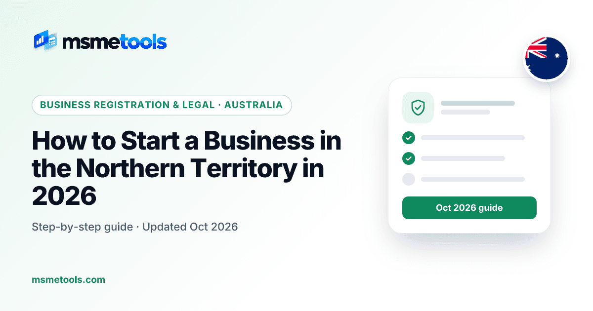 How to start a business in the Northern Territory — MSMETOOLS guide cover
