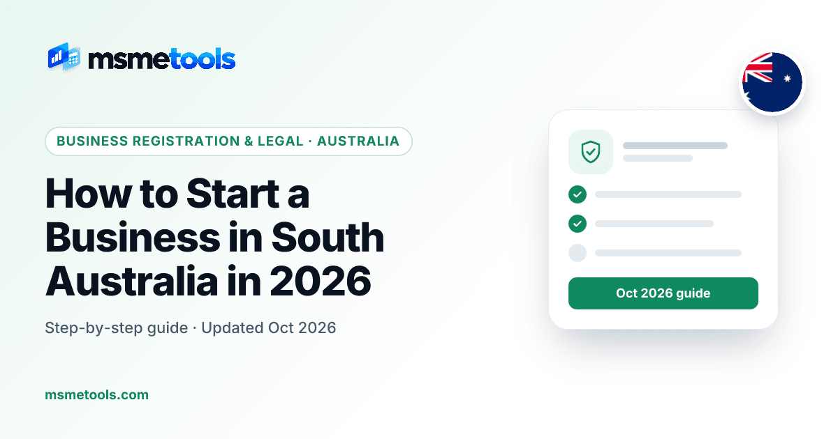How to start a business in South Australia — MSMETOOLS guide cover