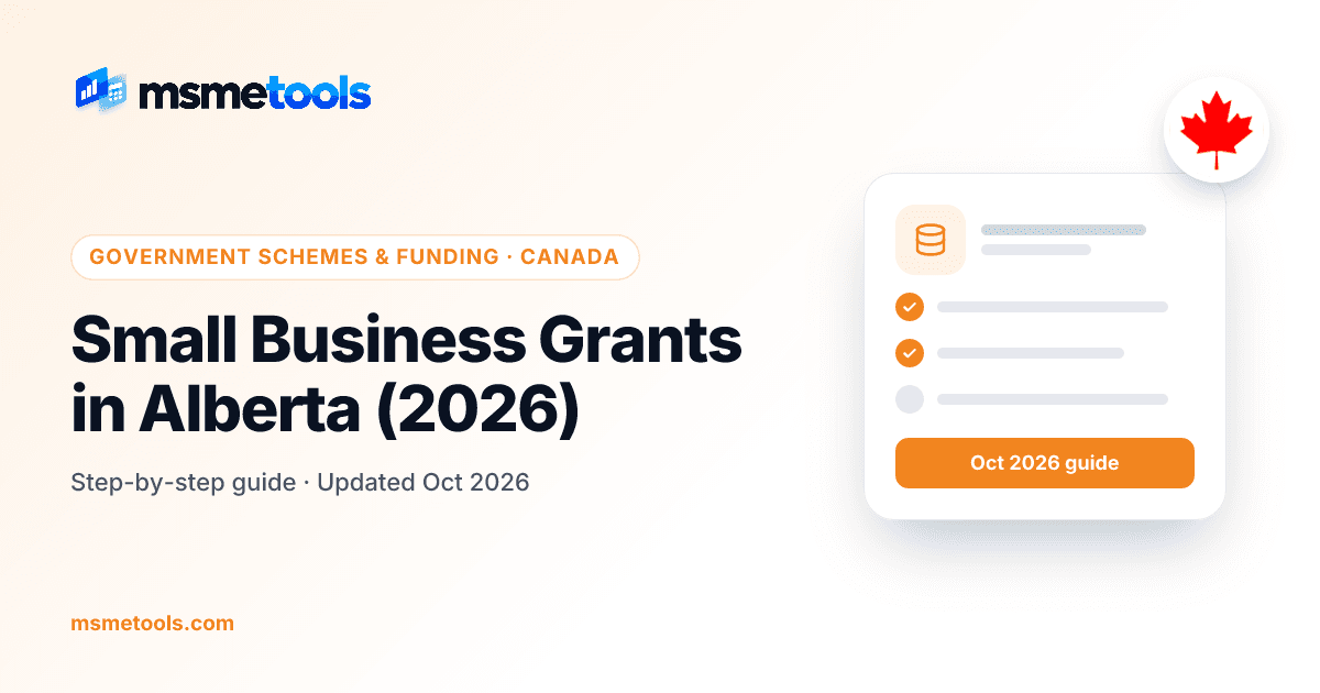 Small business grants in Alberta — MSMETOOLS guide cover