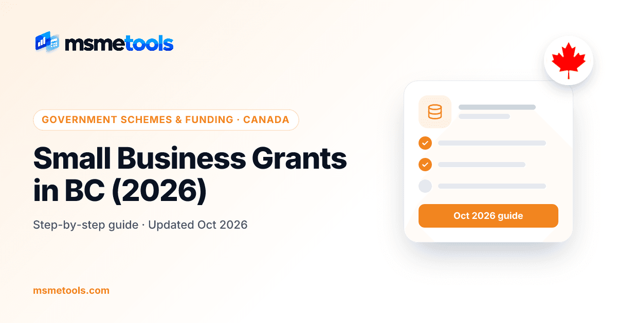 Small business grants in British Columbia — MSMETOOLS guide cover