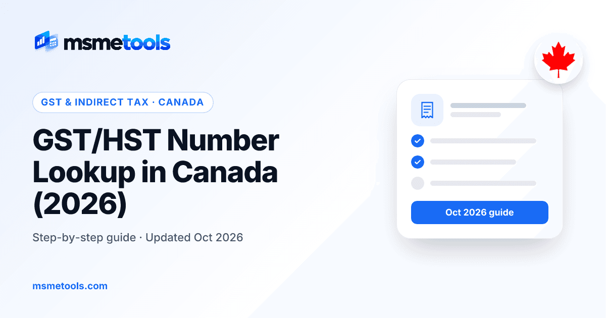 GST/HST number lookup in Canada — MSMETOOLS guide cover
