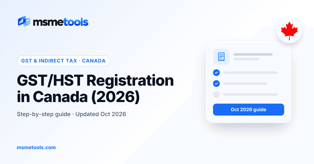 GST/HST registration in Canada — MSMETOOLS guide cover