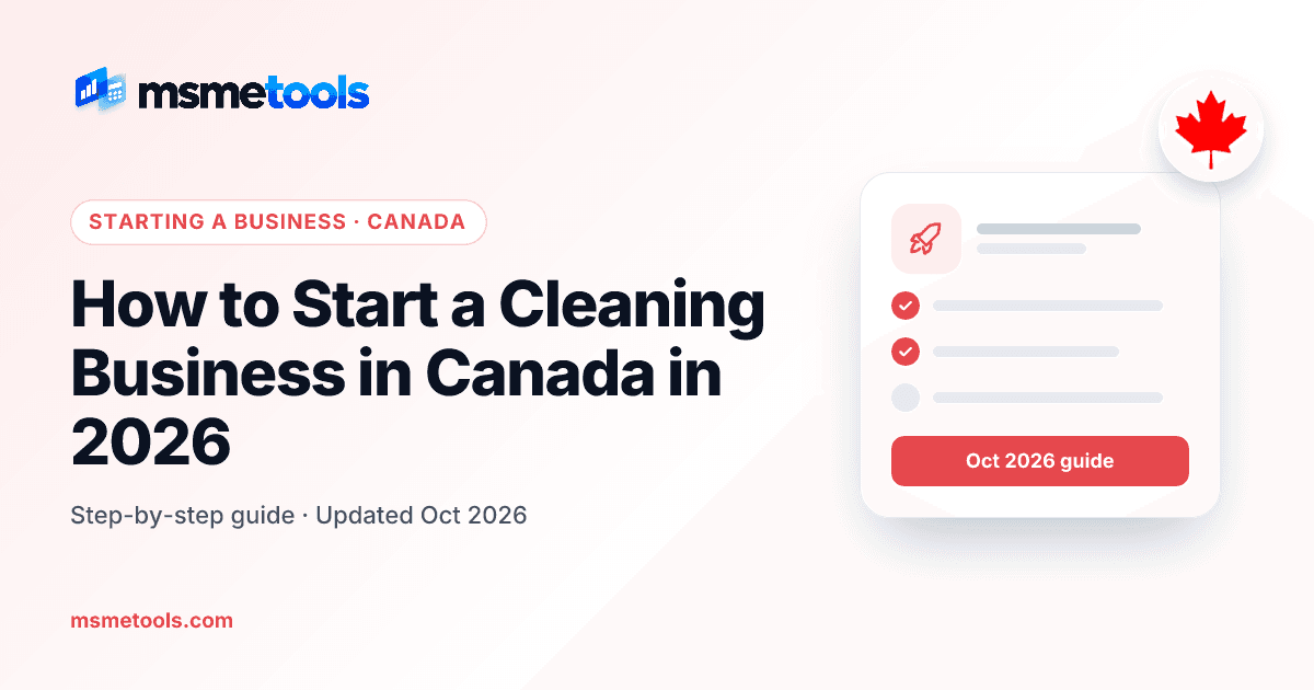 How to start a cleaning business in Canada — MSMETOOLS guide cover