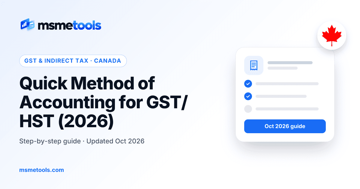 Quick method of accounting for GST/HST — MSMETOOLS guide cover