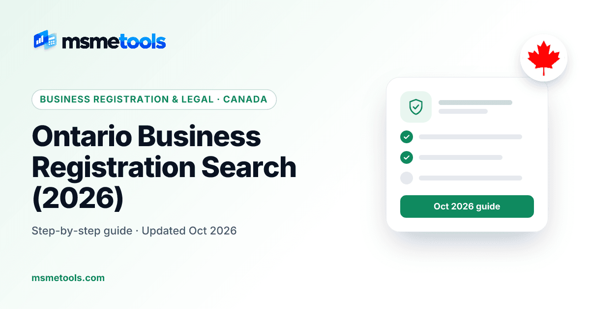 Ontario business registration search — MSMETOOLS guide cover