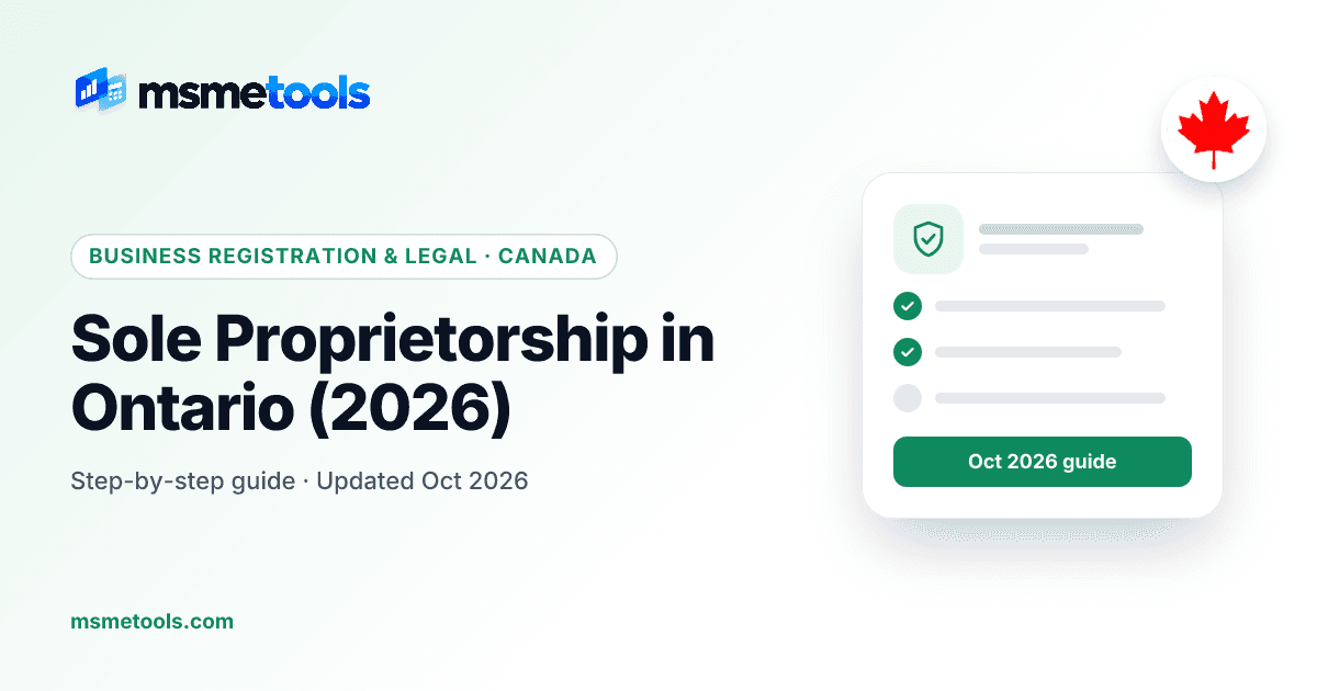 Sole proprietorship in Ontario — MSMETOOLS guide cover