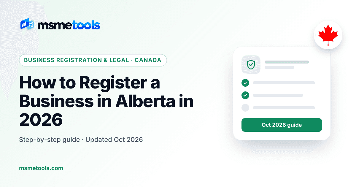 Register a business in Alberta — MSMETOOLS guide cover