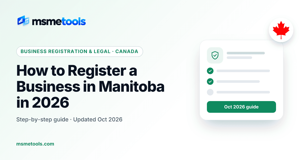 Register a business in Manitoba — MSMETOOLS guide cover