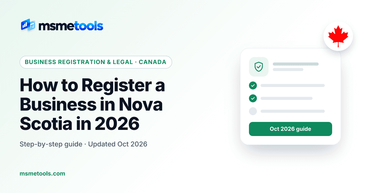 Register a business in Nova Scotia — MSMETOOLS guide cover
