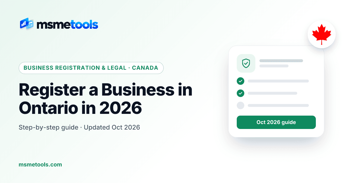 Register a business in Ontario — MSMETOOLS guide cover