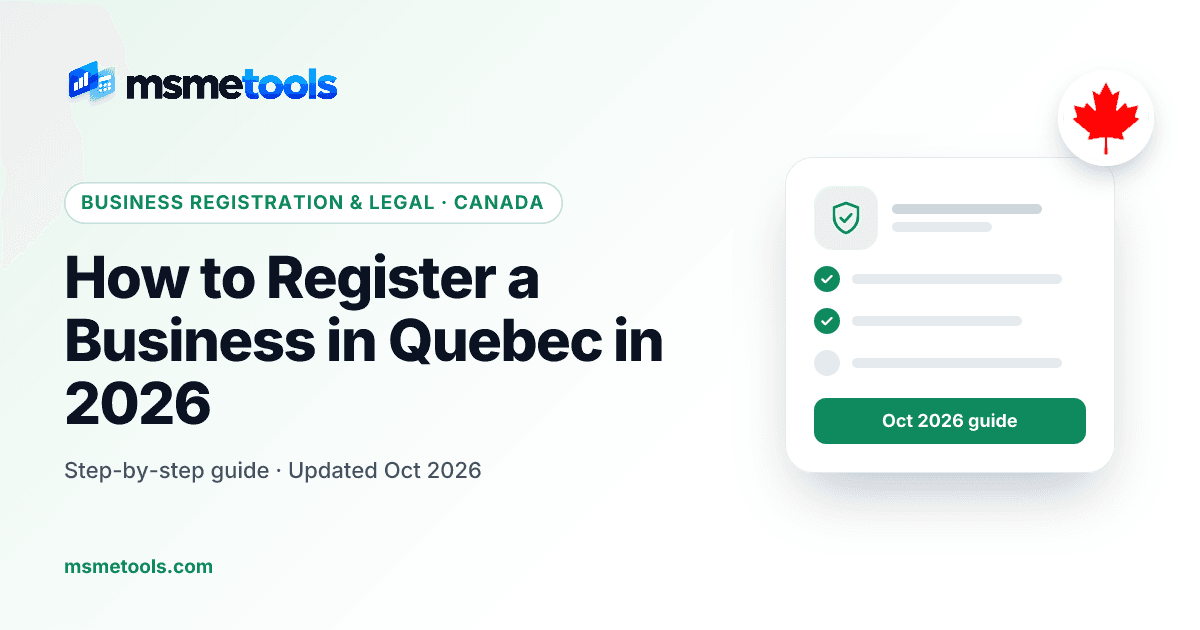 Register a business in Quebec — MSMETOOLS guide cover