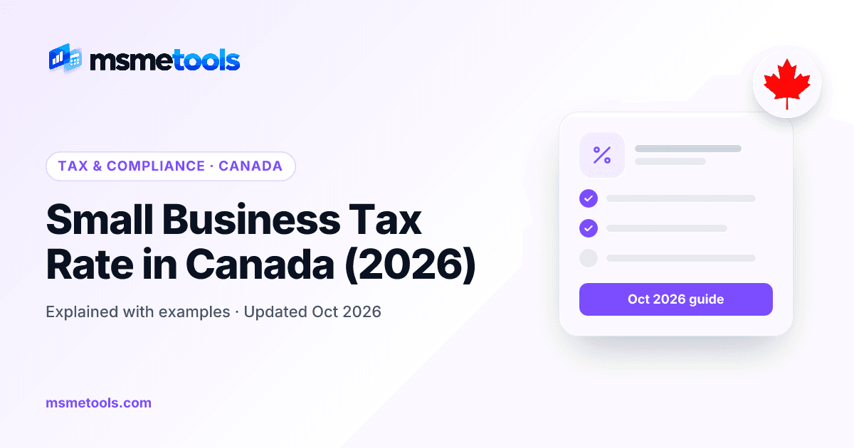 Small business tax rate in Canada — MSMETOOLS guide cover