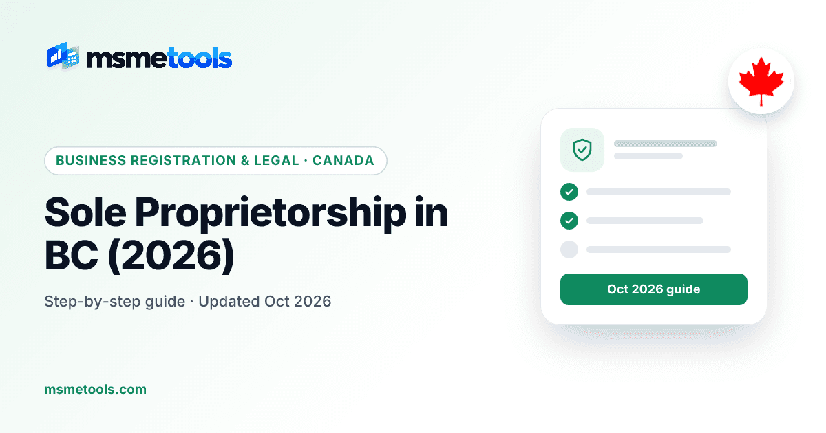 Sole proprietorship in British Columbia — MSMETOOLS guide cover