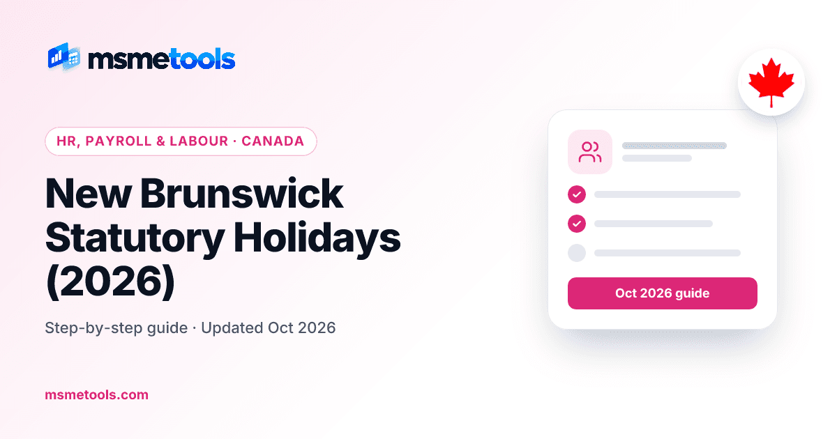 New Brunswick statutory holidays — MSMETOOLS guide cover