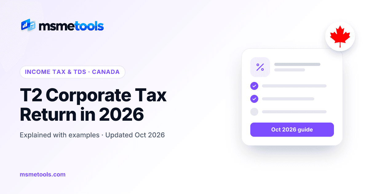T2 corporate tax return — MSMETOOLS guide cover