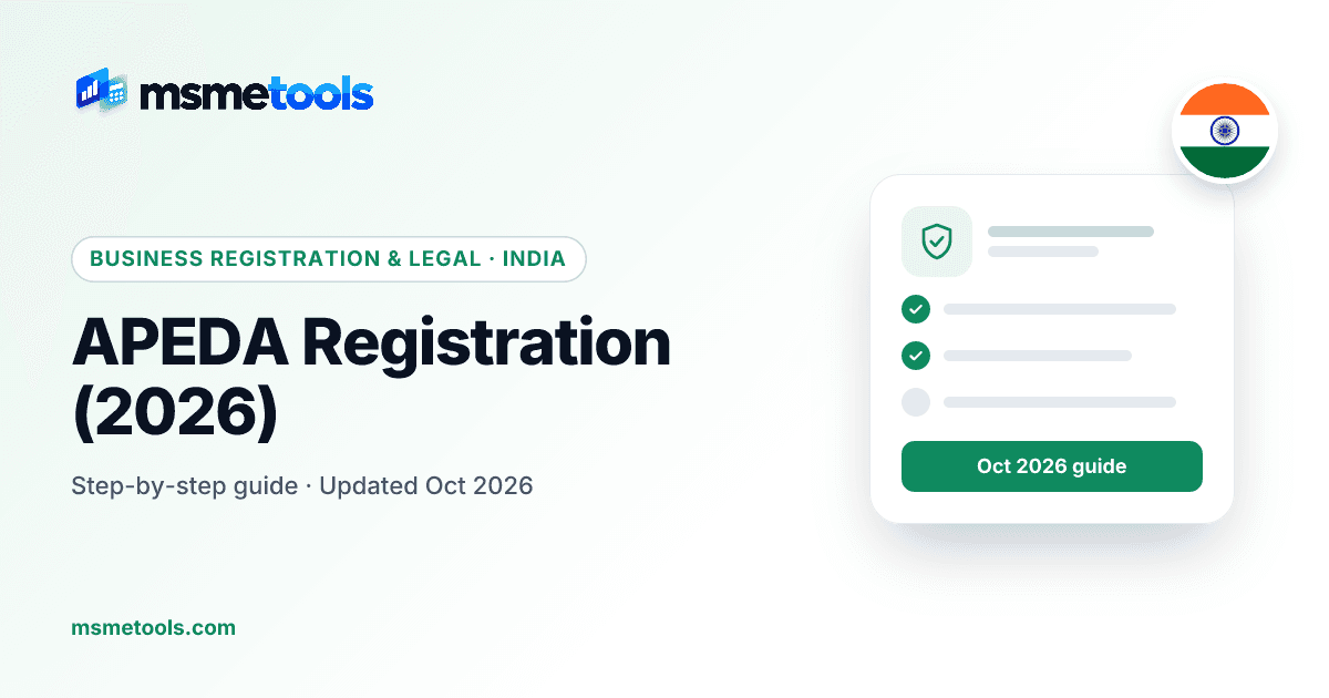 APEDA registration — RCMC for agri and processed food exporters — MSMETOOLS guide cover