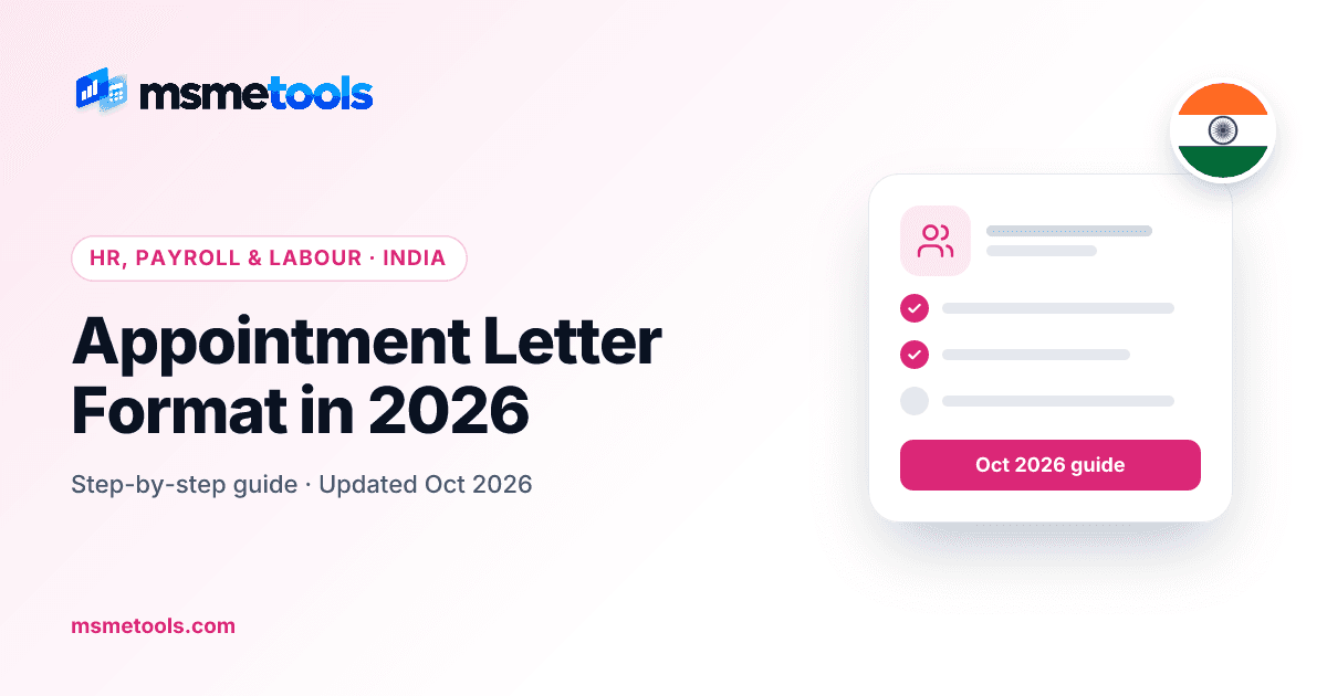 Appointment letter format under the OSH Code — MSMETOOLS guide cover