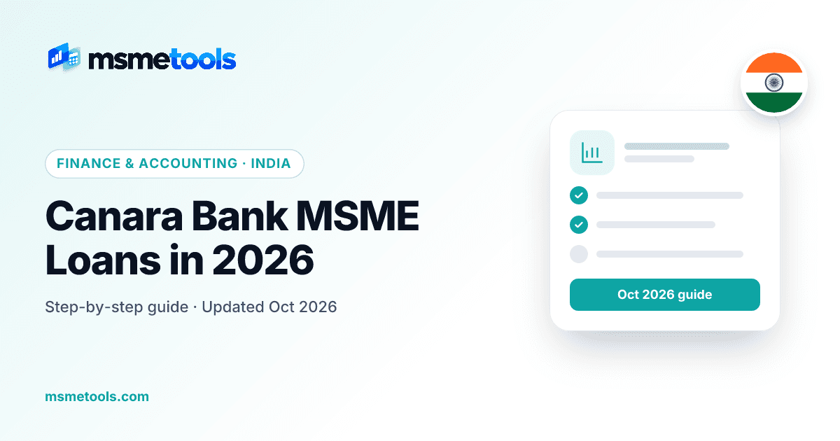 Canara Bank MSME loans — schemes, rates, fees and eligibility — MSMETOOLS guide cover