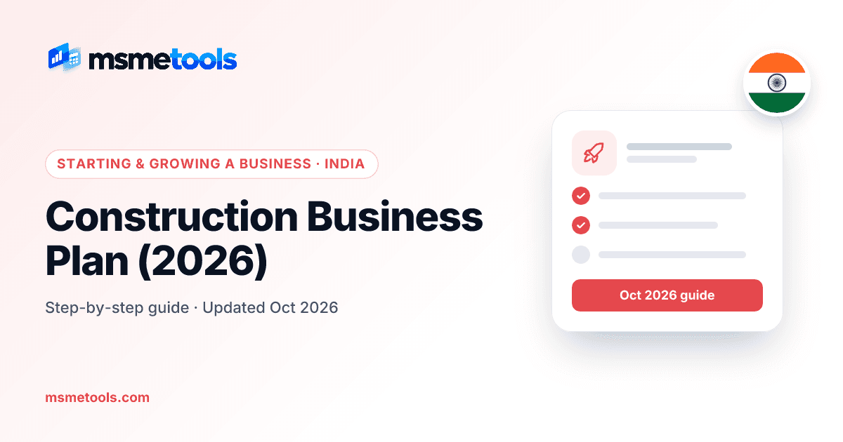 Construction business plan — MSMETOOLS guide cover