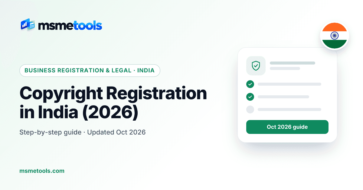 Copyright registration in India — fees, process and rules — MSMETOOLS guide cover