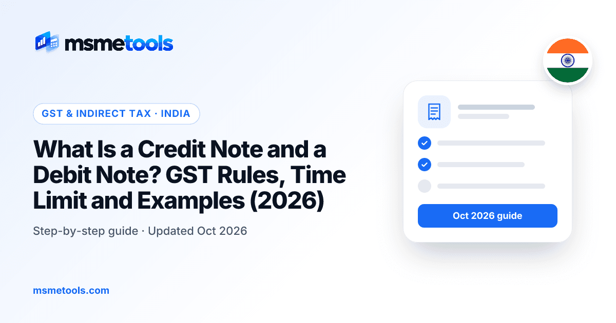 Credit note and debit note under GST — MSMETOOLS guide cover