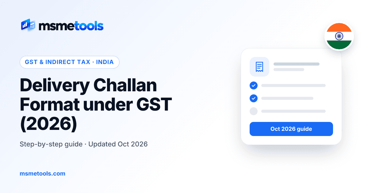 Delivery challan format under GST — MSMETOOLS guide cover