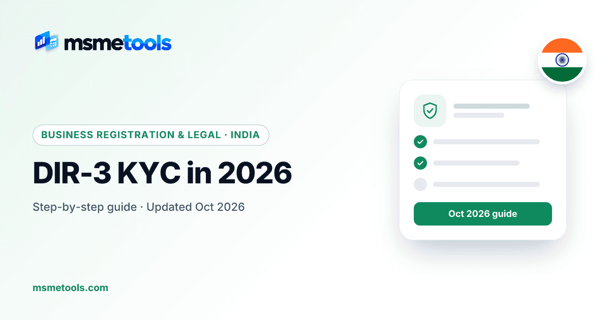 DIR-3 KYC in India — the three-yearly rule, due date, fees and DIN reactivation — MSMETOOLS guide cover