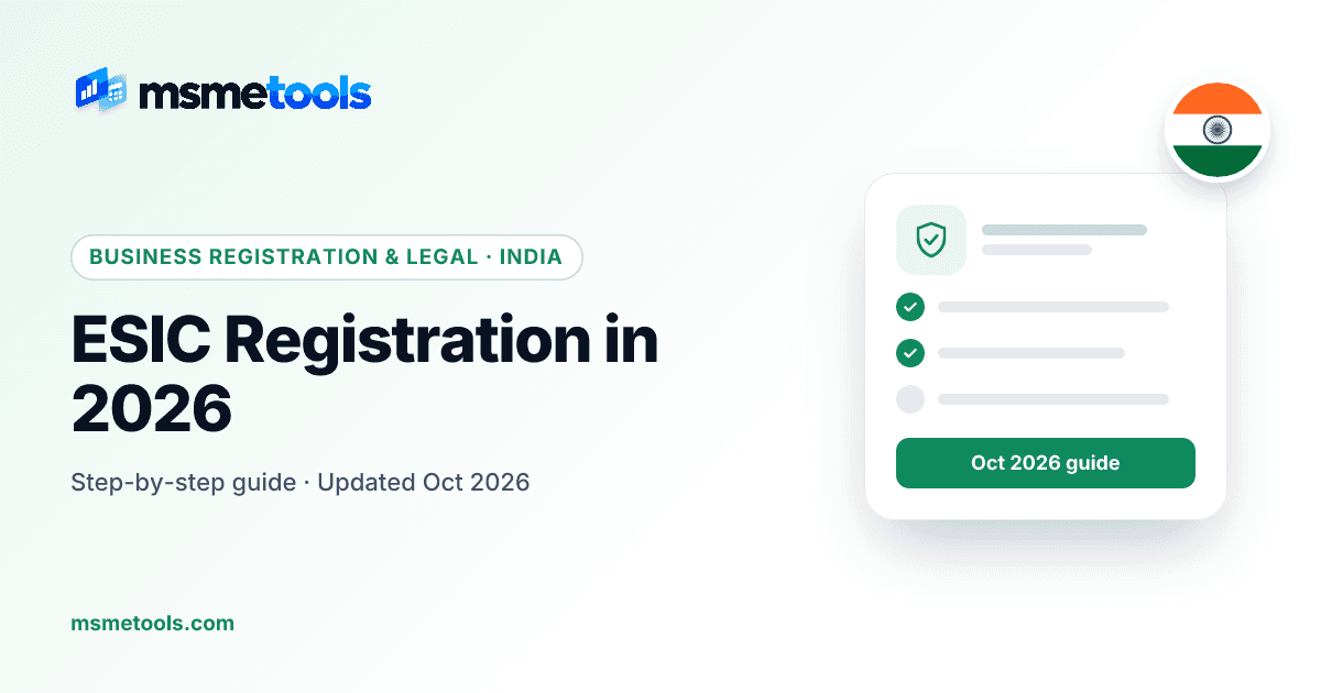 ESIC registration in India — applicability, contribution rates and process — MSMETOOLS guide cover