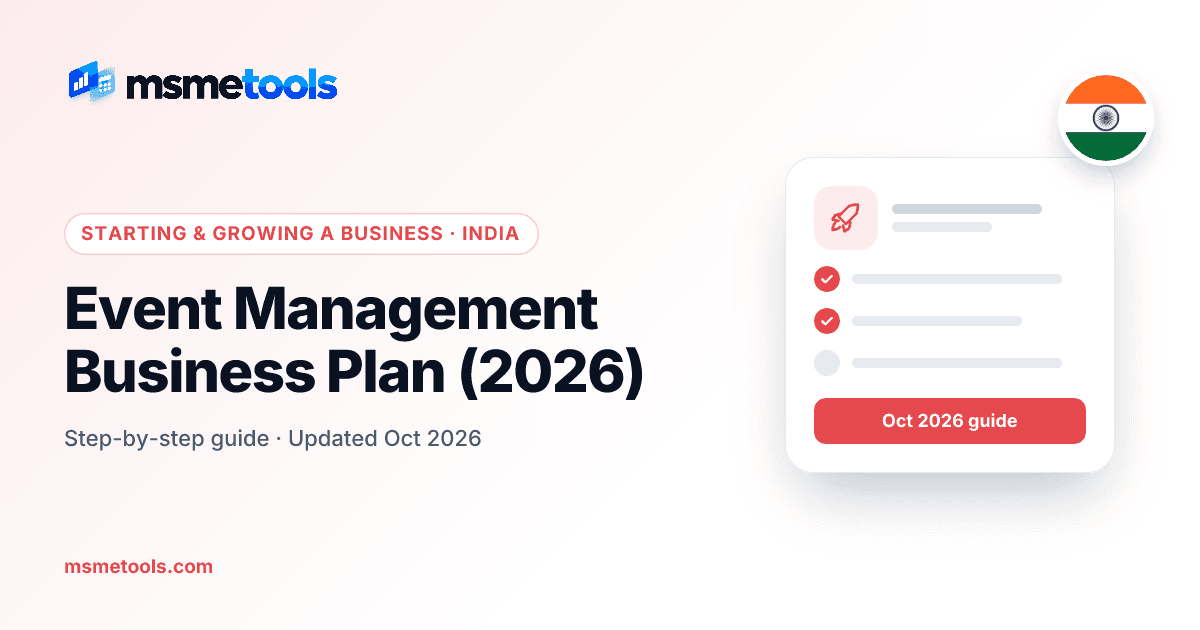 Event management business plan — MSMETOOLS guide cover
