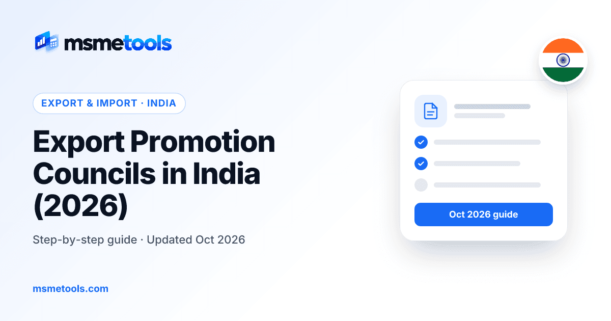 Export promotion councils in India — MSMETOOLS guide cover