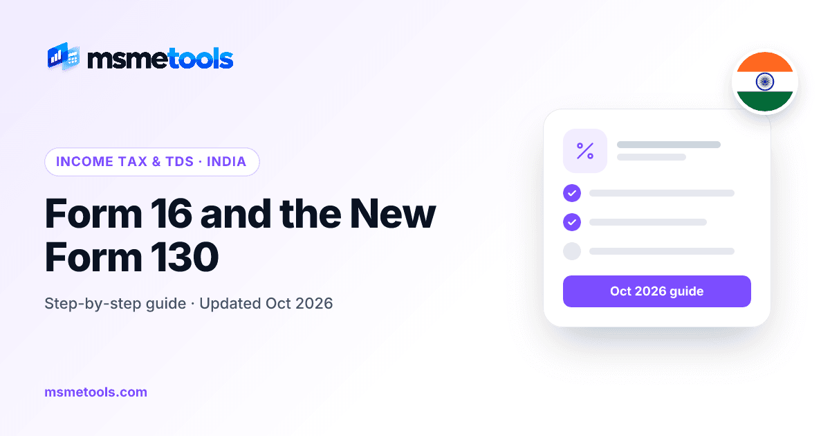 Form 16 and Form 130 salary TDS certificate — MSMETOOLS guide cover