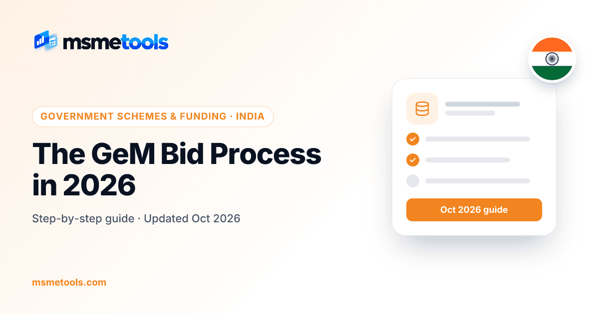 GeM bid process — direct purchase, L1, bids and reverse auctions — MSMETOOLS guide cover
