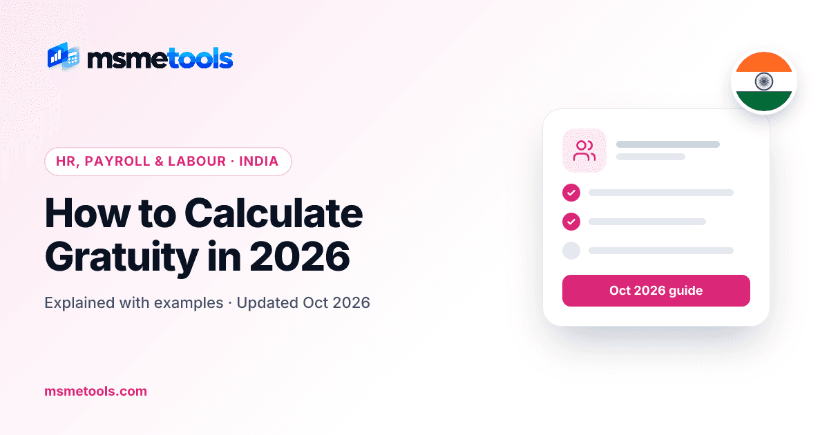 How to calculate gratuity in India — MSMETOOLS guide cover