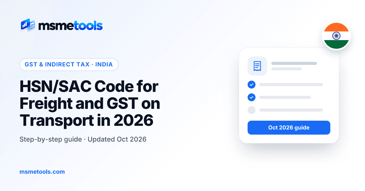 GST and SAC codes on freight and transport — MSMETOOLS guide cover