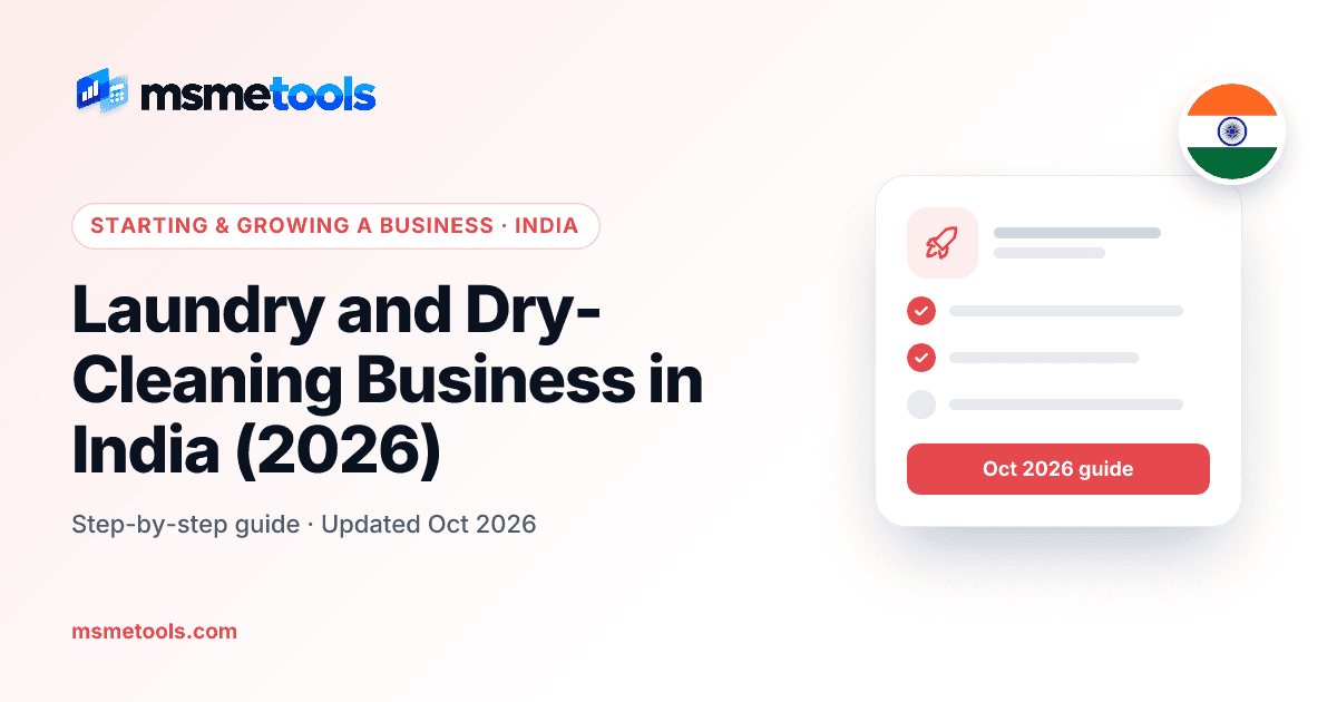 Laundry and dry-cleaning business in India — MSMETOOLS guide cover