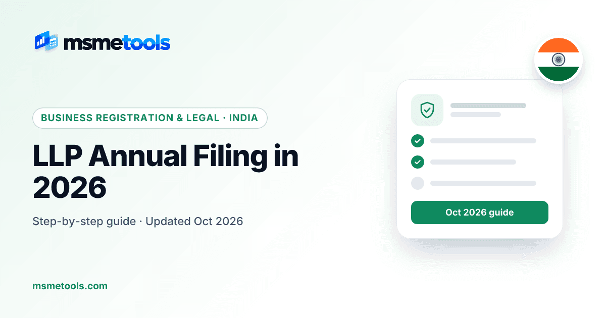 LLP annual filing in India — Form 8, Form 11, late fees and audit limits — MSMETOOLS guide cover