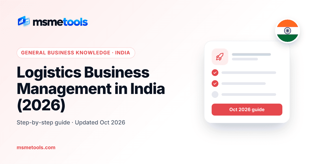 Logistics business management in India — MSMETOOLS guide cover