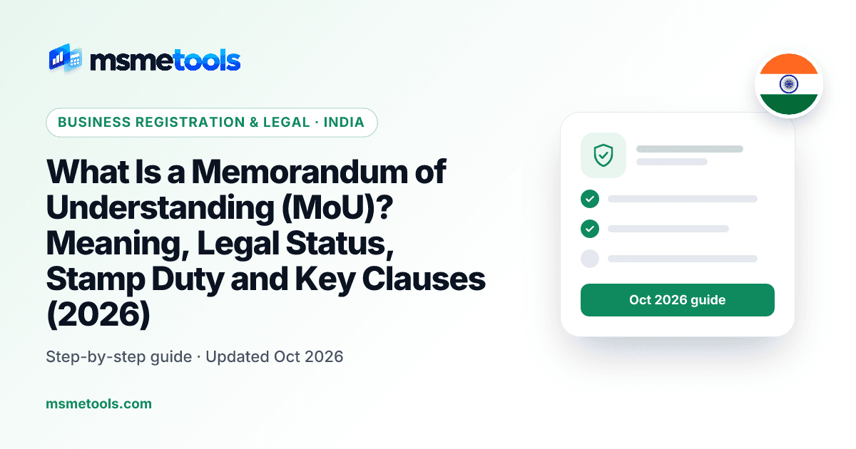 What is a memorandum of understanding — MoU meaning, legal status and stamp duty — MSMETOOLS guide cover