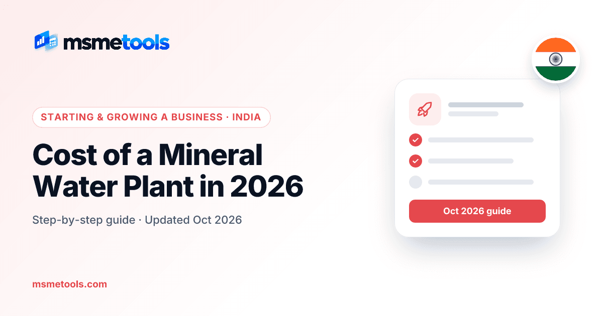 Cost of a mineral water plant in India — MSMETOOLS guide cover