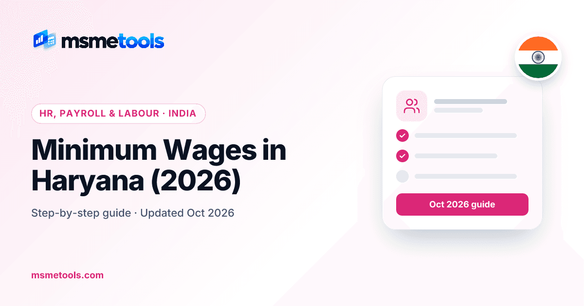 Minimum wages in Haryana — MSMETOOLS guide cover