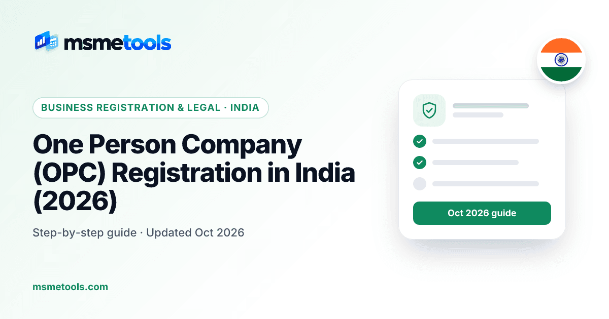 One person company registration in India — eligibility, nominee, fees and compliance — MSMETOOLS guide cover