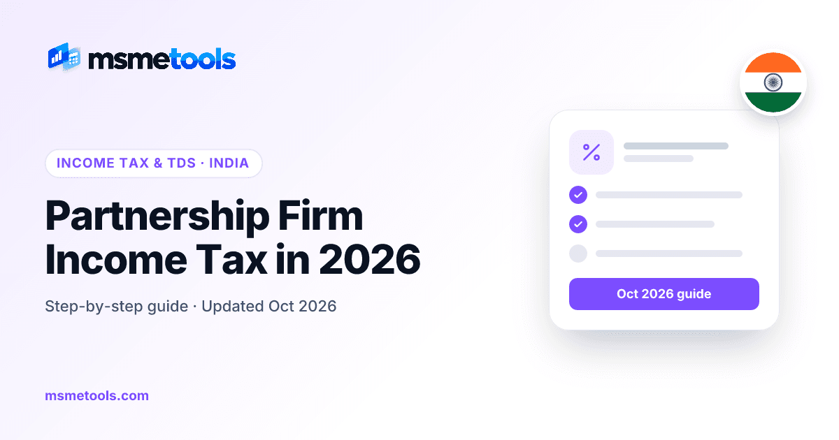 Partnership firm income tax — rate, partner remuneration and book profit — MSMETOOLS guide cover