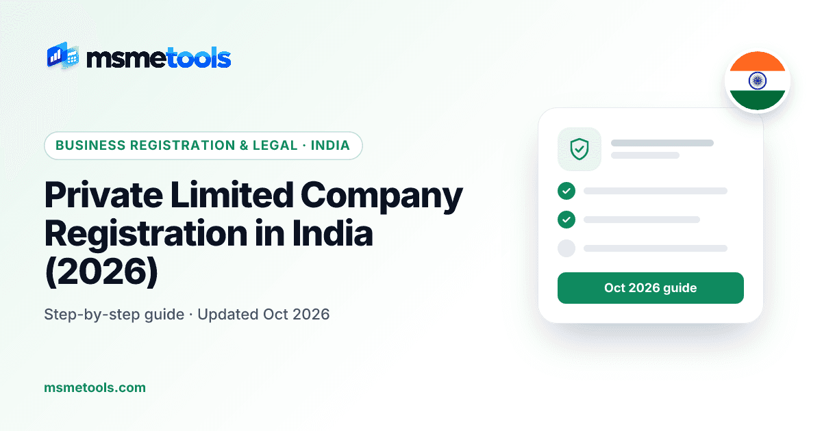 Private limited company registration in India — SPICe+, fees and compliance — MSMETOOLS guide cover