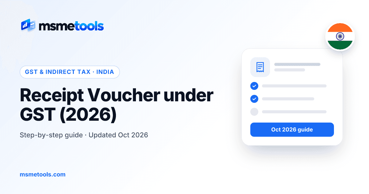 Receipt voucher under GST — MSMETOOLS guide cover