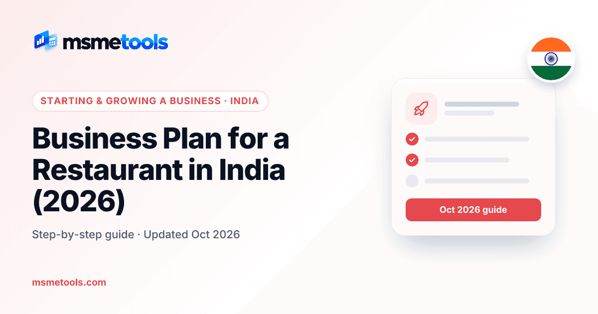 Restaurant business plan for India — MSMETOOLS guide cover
